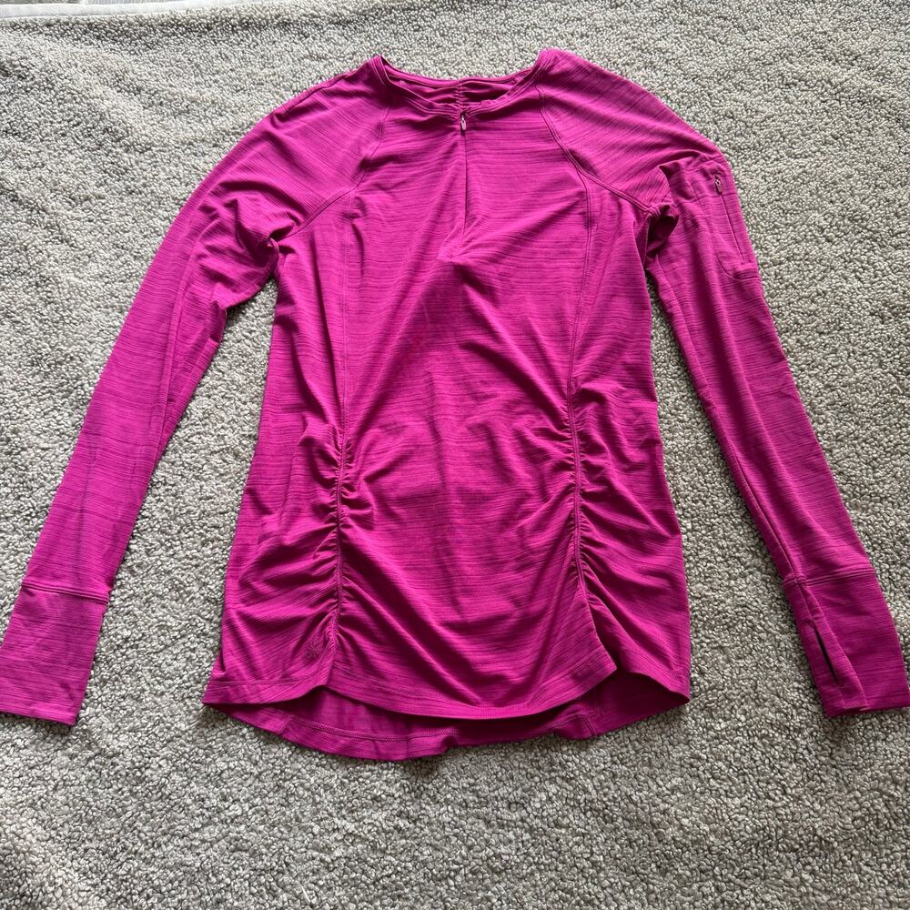Athleta Pacifica 1/4 Zip Long Sleeve Magenta UPF Running Swim Top Size Small